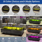 Moasis Modern Glossy Coffee Table with Drawers & LED Lights for Living Room