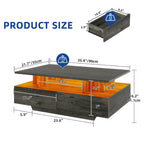 Moasis Modern Glossy Coffee Table with Drawers & LED Lights for Living Room