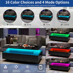 Moasis Modern Glossy Coffee Table with Drawers & LED Lights for Living Room