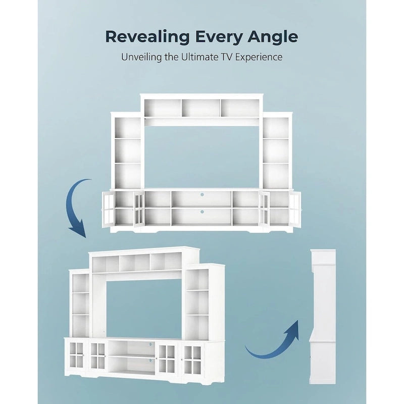 Large Wall Unit Entertainment Center with Storage, Living Room Tall Bookshelf, 65.7 Wide