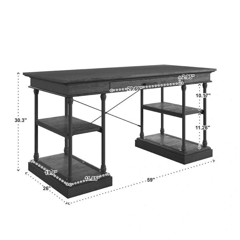 Barnstone Cornice 1-drawer Storage Writing Desk by iNSPIRE Q Artisan
