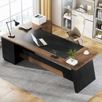 78.7-Inch L-Shaped Executive Desk Computer Desk with File Cabinet