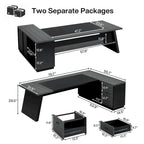 78.7-Inch L-Shaped Executive Desk Computer Desk with File Cabinet