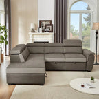 L Shaped Sectional Sofa with Pull Out Bed and Storage Compartment