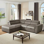 L Shaped Sectional Sofa with Pull Out Bed and Storage Compartment