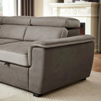 L Shaped Sectional Sofa with Pull Out Bed and Storage Compartment