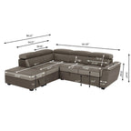 L Shaped Sectional Sofa with Pull Out Bed and Storage Compartment