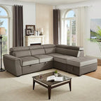 L Shaped Sectional Sofa with Pull Out Bed and Storage Compartment