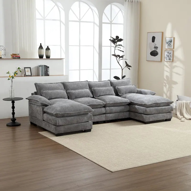U-shaped reversible chenille comfortable fabric combination sofa