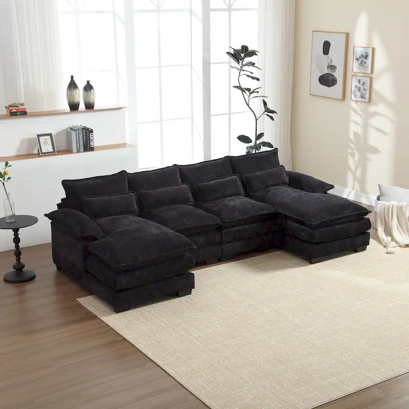 U-shaped reversible chenille comfortable fabric combination sofa