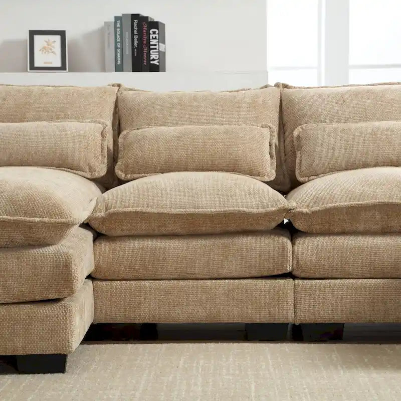 U-shaped reversible chenille comfortable fabric combination sofa