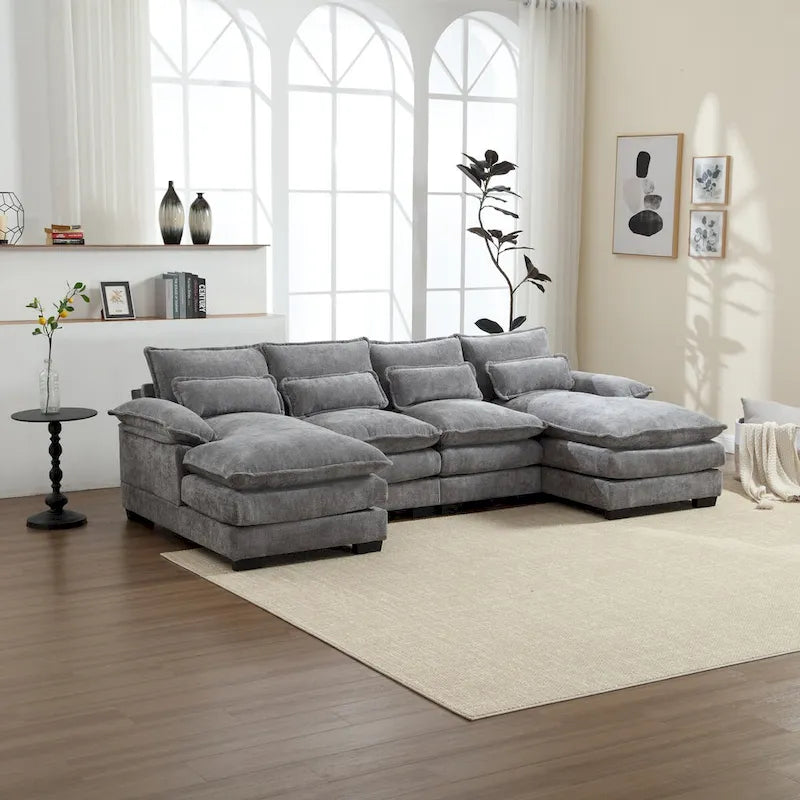 U-shaped reversible chenille comfortable fabric combination sofa