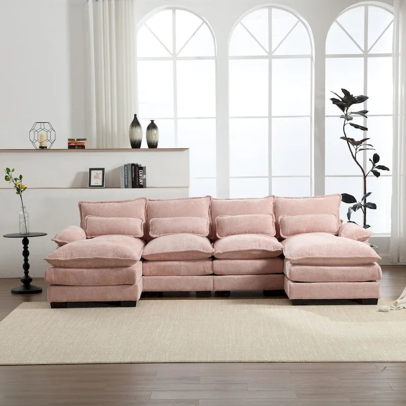 U-shaped reversible chenille comfortable fabric combination sofa