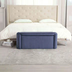 Bedroom End Bench,Upholstered Fabric Storage Ottoman with Safety Hinge, Entryway Padded Footstool,