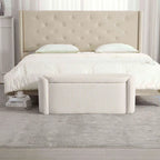 Bedroom End Bench,Upholstered Fabric Storage Ottoman with Safety Hinge, Entryway Padded Footstool,