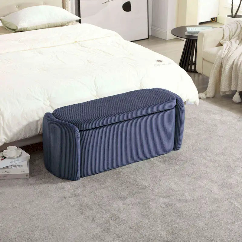 Bedroom End Bench,Upholstered Fabric Storage Ottoman with Safety Hinge, Entryway Padded Footstool,
