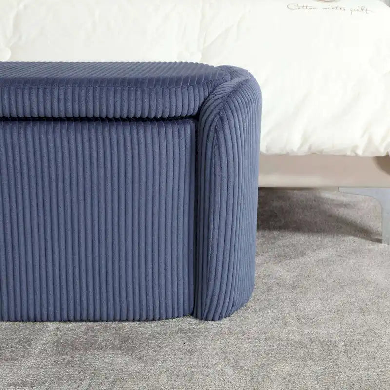 Bedroom End Bench,Upholstered Fabric Storage Ottoman with Safety Hinge, Entryway Padded Footstool,