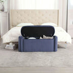 Bedroom End Bench,Upholstered Fabric Storage Ottoman with Safety Hinge, Entryway Padded Footstool,