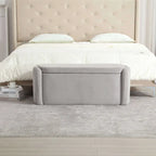 Bedroom End Bench,Upholstered Fabric Storage Ottoman with Safety Hinge, Entryway Padded Footstool,