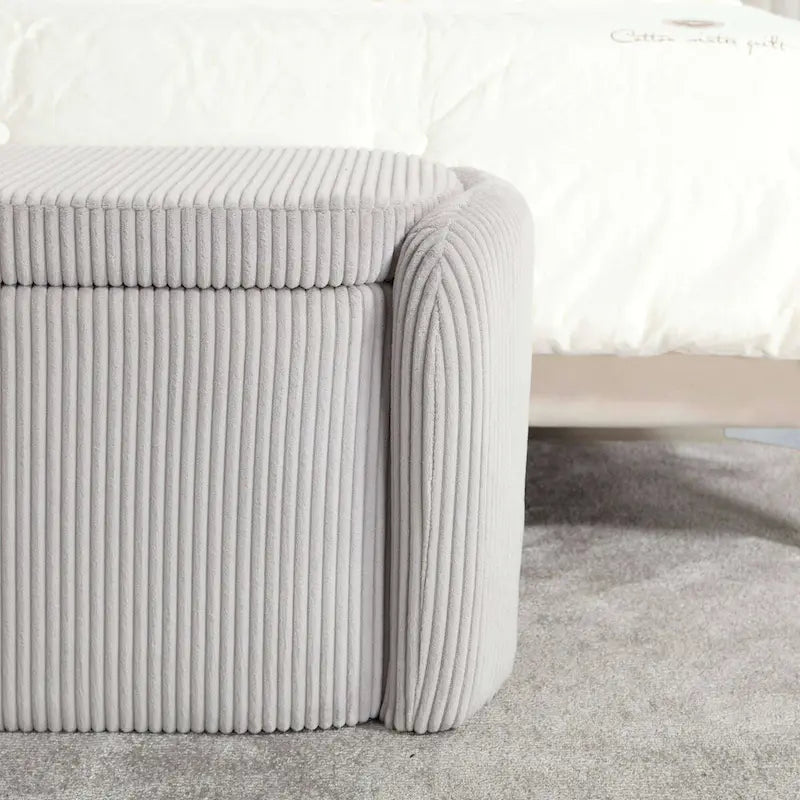 Bedroom End Bench,Upholstered Fabric Storage Ottoman with Safety Hinge, Entryway Padded Footstool,