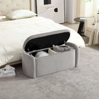 Bedroom End Bench,Upholstered Fabric Storage Ottoman with Safety Hinge, Entryway Padded Footstool,