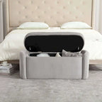 Bedroom End Bench,Upholstered Fabric Storage Ottoman with Safety Hinge, Entryway Padded Footstool,