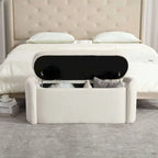 Bedroom End Bench,Upholstered Fabric Storage Ottoman with Safety Hinge, Entryway Padded Footstool,