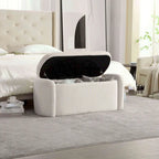 Bedroom End Bench,Upholstered Fabric Storage Ottoman with Safety Hinge, Entryway Padded Footstool,