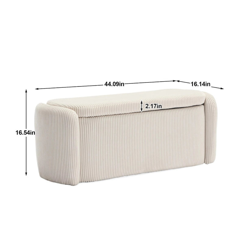 Bedroom End Bench,Upholstered Fabric Storage Ottoman with Safety Hinge, Entryway Padded Footstool,