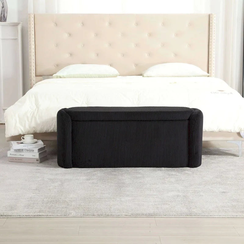 Bedroom End Bench,Upholstered Fabric Storage Ottoman with Safety Hinge, Entryway Padded Footstool,