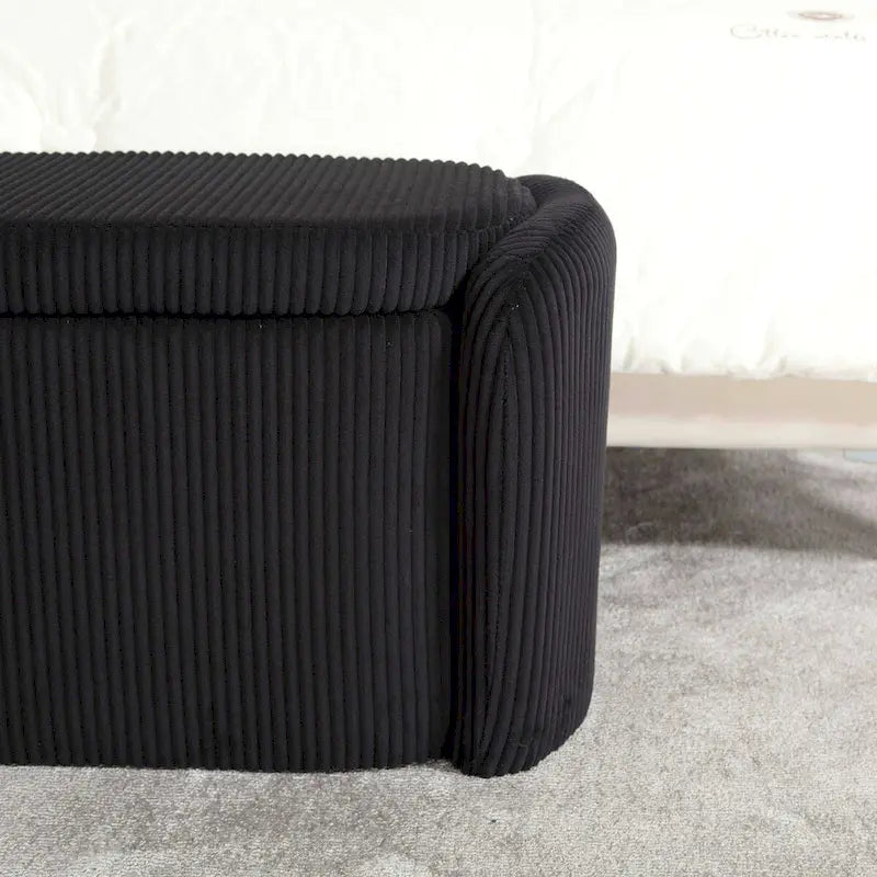 Bedroom End Bench,Upholstered Fabric Storage Ottoman with Safety Hinge, Entryway Padded Footstool,