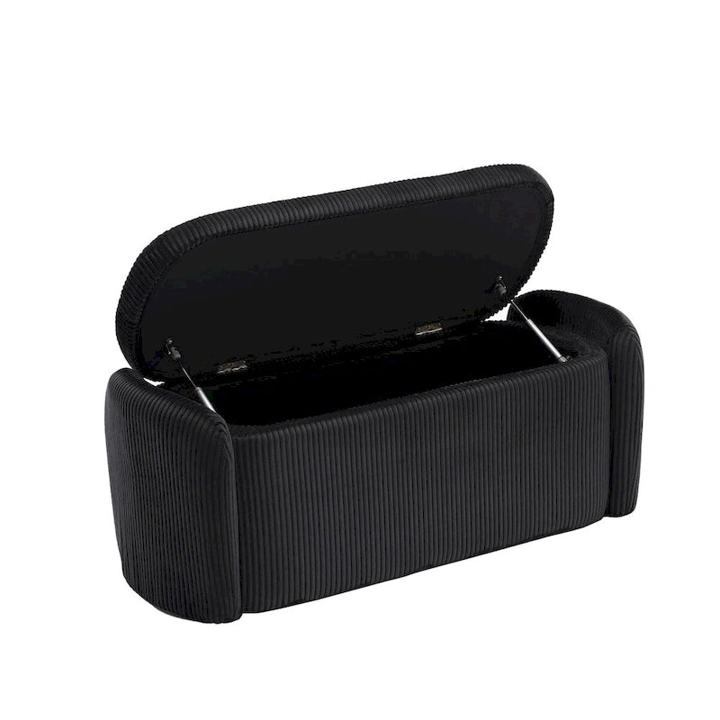 Bedroom End Bench,Upholstered Fabric Storage Ottoman with Safety Hinge, Entryway Padded Footstool,