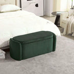 Bedroom End Bench,Upholstered Fabric Storage Ottoman with Safety Hinge, Entryway Padded Footstool,